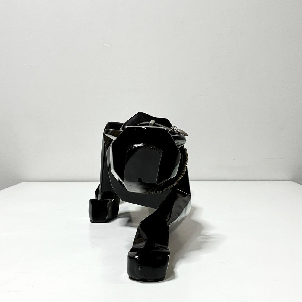 カレ KARE Deco Figurine Black Cat 90 オブジェ ブラック ハイグロス ネコ ヒョウ パンサー 廃番 ●