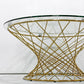 フランフラン Francfranc マーリア コーヒーテーブル ローテーブル ガラストップ クリア×ゴールド Φ80cm 定価55,800円 ●