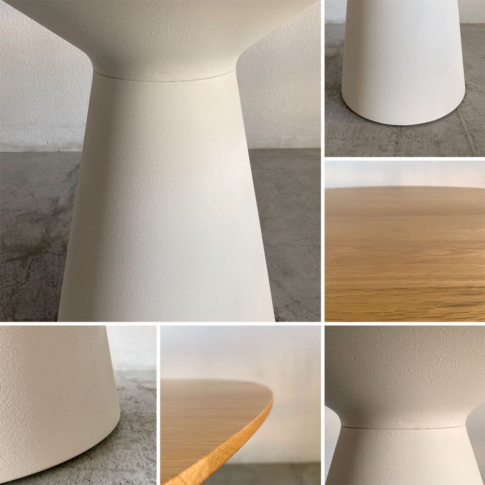 アルフレックス arflex コラム COLUMN ラウンド ダイニングテーブル Φ135cm オーク材天板 アルミ鋳造ベース M.ホワイト C.O.D.デザイン 参考価格986,700円の品 〓