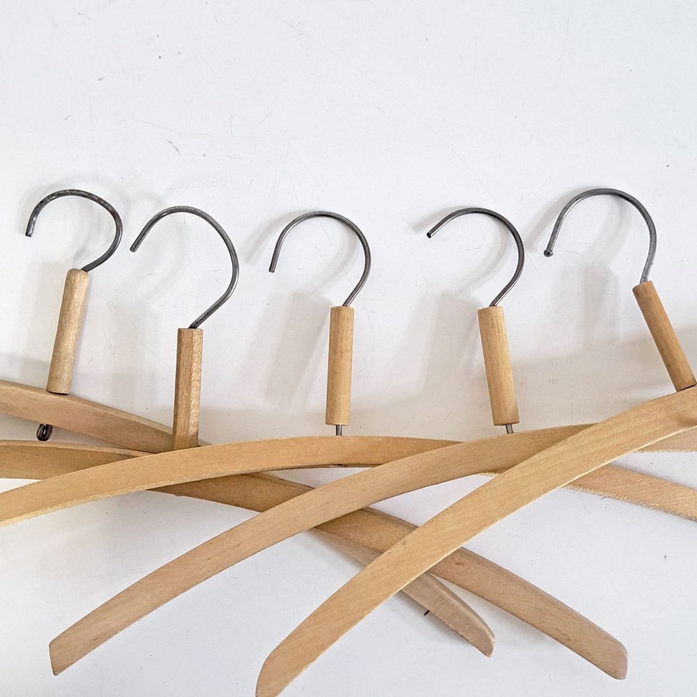 北欧ビンテージ Scandinabian Vintage 木製ハンガー 10本セット 1950〜70年代 木味 レトロ 古道具 A ●