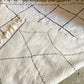 ベニワレン Beni Ouarain  ラグ 絨毯 ホワイト×ブラック 羊毛 ウール 手織り ハンドメイド モロッコ 215cm×155cm ■