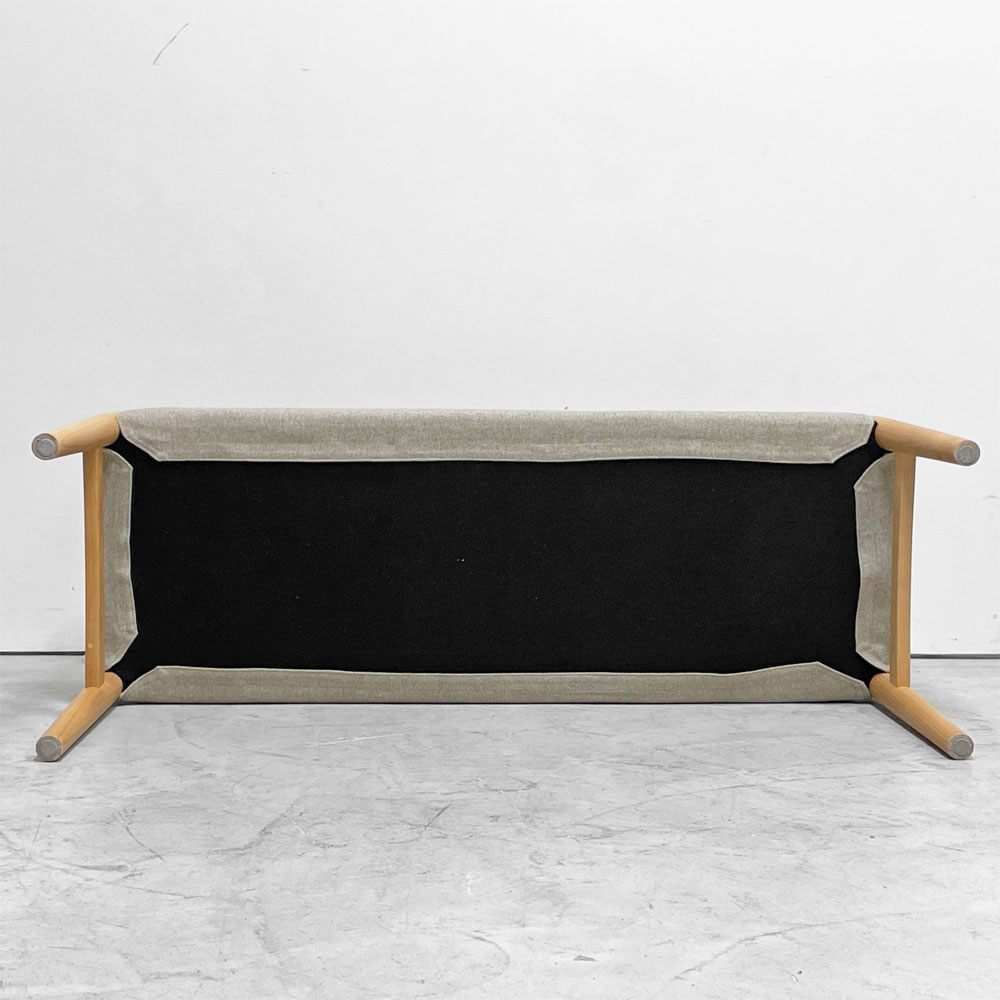 モモナチュラル MOMO Natural ホーン HORN ベンチ タモ無垢材 カバーリング グレー系ファブリック W110cm 定価￥37,000- ●