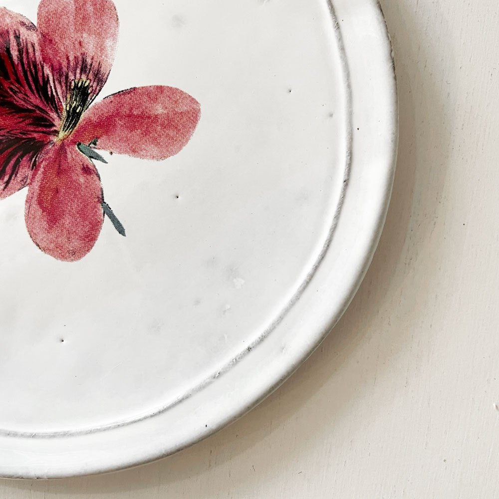 アスティエ・ド・ヴィラット ASTIER de VILLATTE ジョン・デリアン John Derian パンジー ソーサー 16.5cm スモールプレート フランス 廃番 ◎