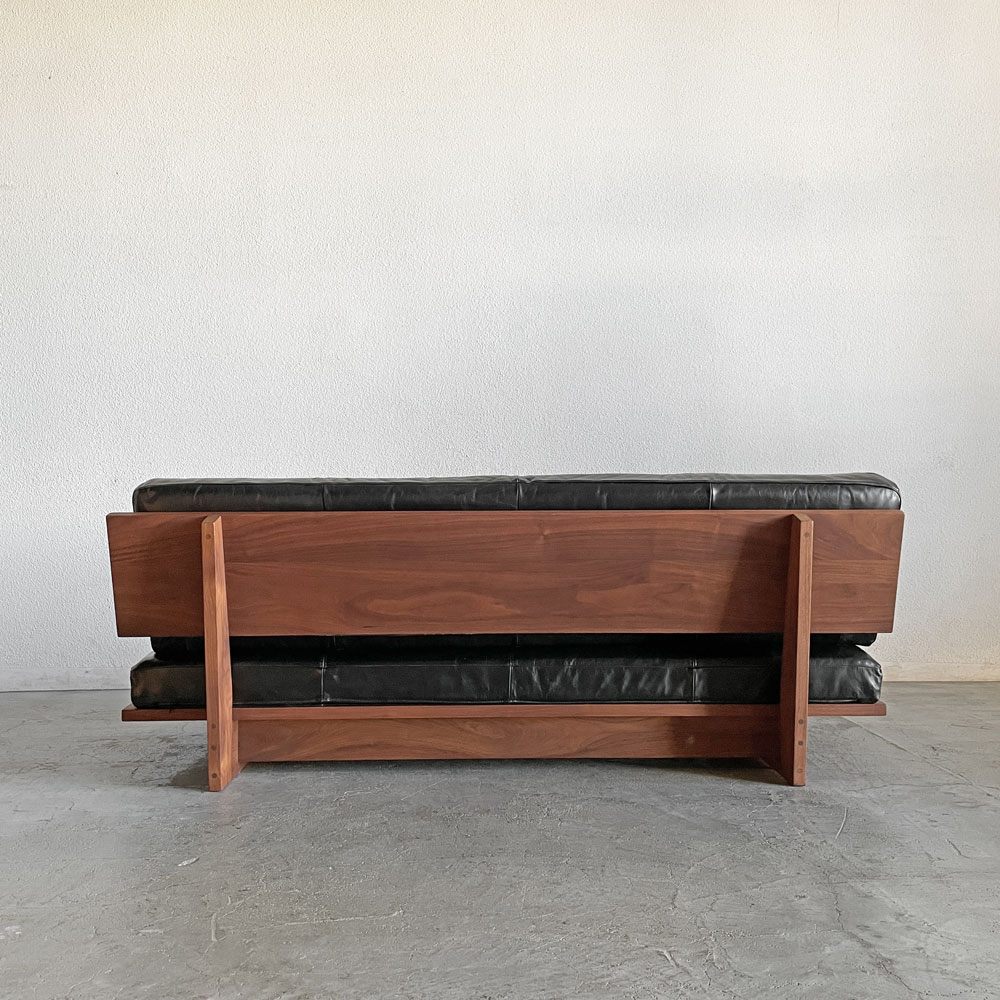 アクタス ACTUS ファイブバイファイブ five by five ティル TILL 2シーターソファ W160cm ウォールナット材 本革 ブラックレザー 廃番 〓