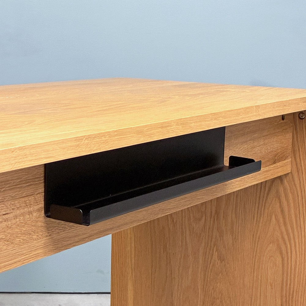 無印良品 MUJI オーク無垢材 コの字デスク W110cm 配線トレー付 ナチュラル シンプルデザイン 廃番 ◎