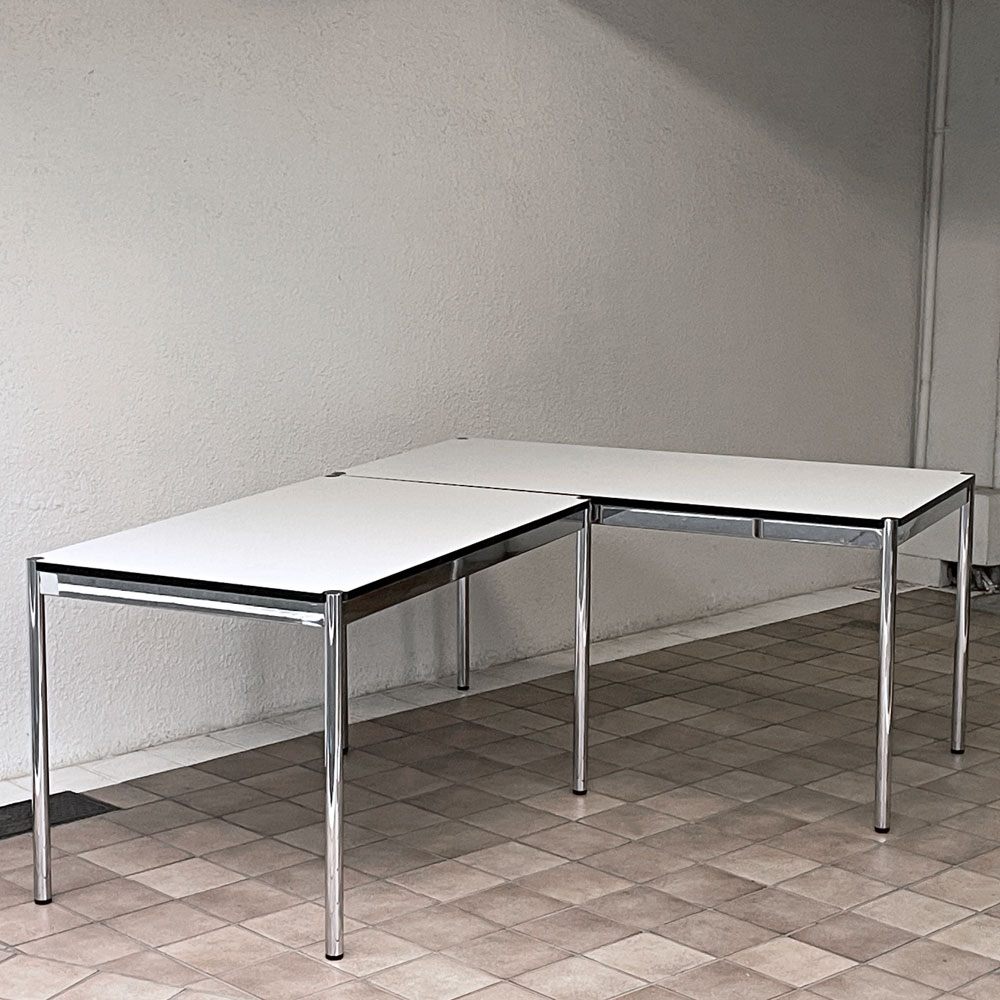 USMハラー USM Haller モジュラーファニチャー ハラーテーブル デスク W125 x D75 × H74cm  パールグレーラミネート (ホワイト) モダンデザイン ◇