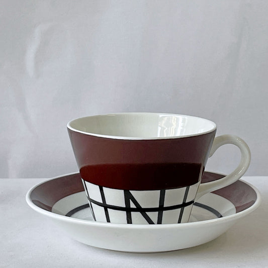 グスタフスベリ GUSTVSBERG Korsvirke コーヒー カップ＆ソーサー Stig Lindberg ビンテージ スウェーデン 北欧食器 ◇
