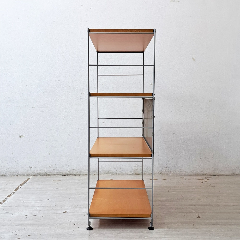 無印良品 MUJI ステンレスユニットシェルフ ワイド メープル材 棚板4枚 バックパネル付 W84.5 x H120cm シンプルナチュラル A ●