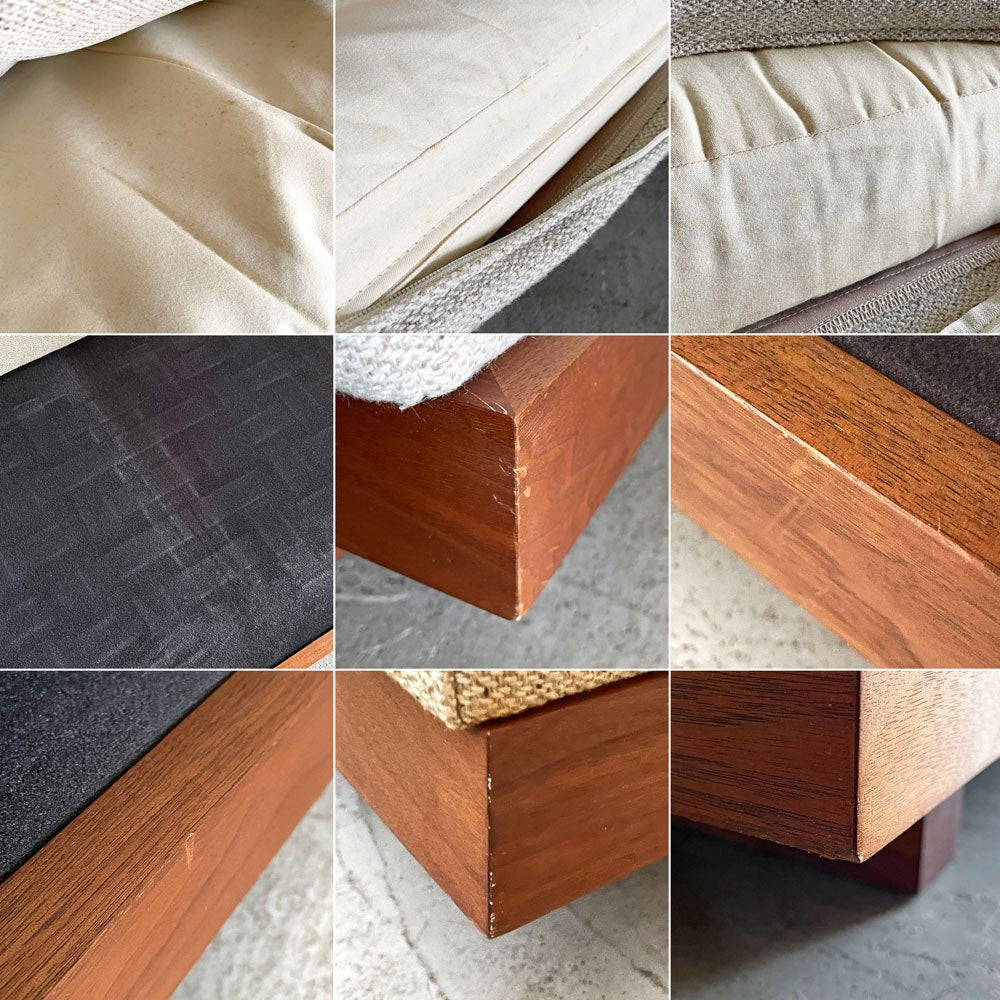 マスターウォール MASTERWAL デニッシュソファ DANISH SOFA 3シーター W180cm ミックスファブリック アイボリー系 ウォールナット無垢材 〓