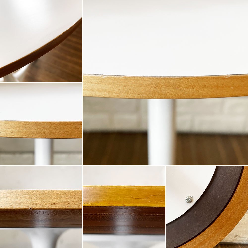 ハーマンミラー Herman Miller ペデスタルテーブル Nelson Pedestal Table サイドテーブル Φ43cm ホワイト天板 ジョージ・ネルソン ミッドセンチュリー 定価￥156,200- ◎