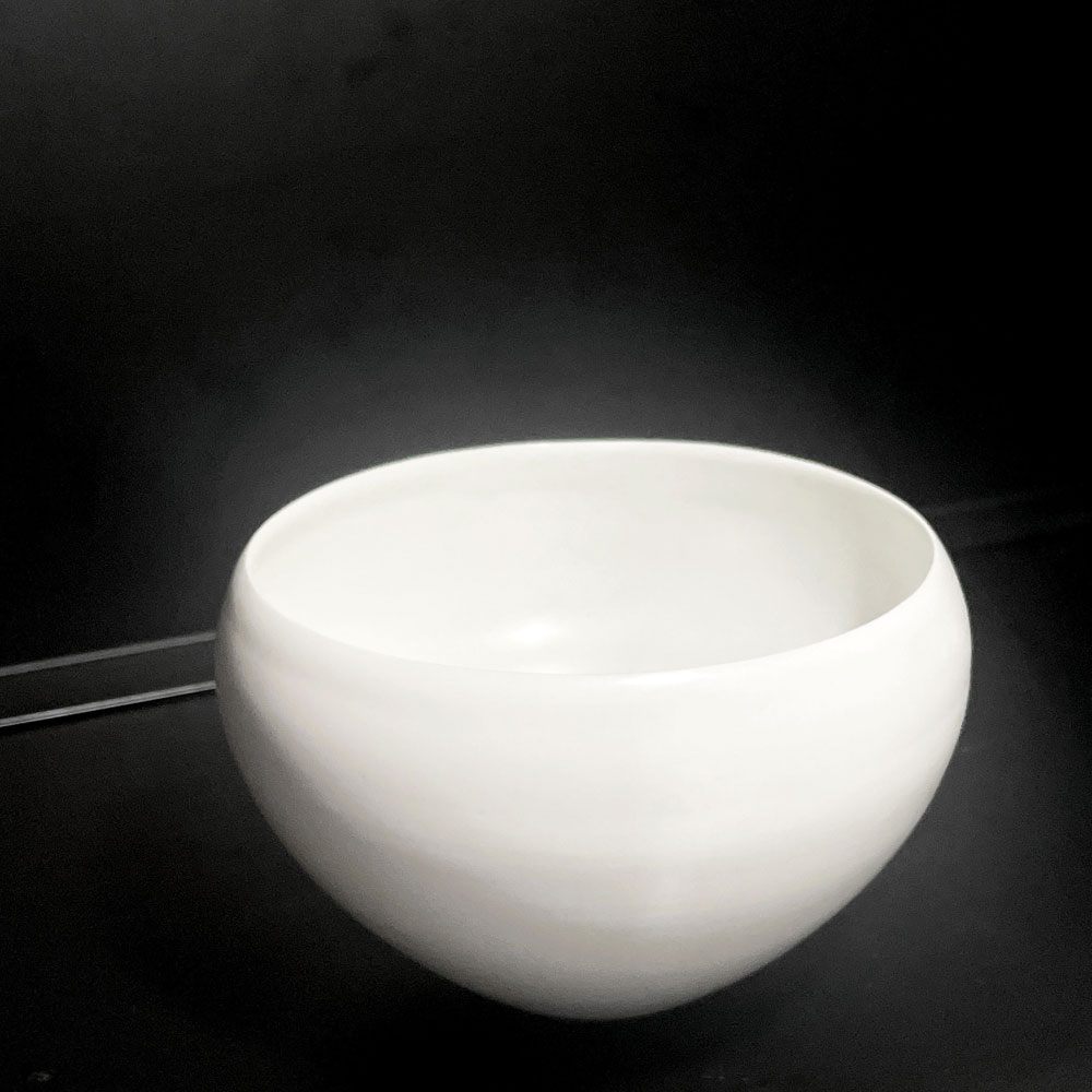 黒田泰蔵 白磁 椀 ボウル 12.5 × 9cm 元箱付 現代作家■