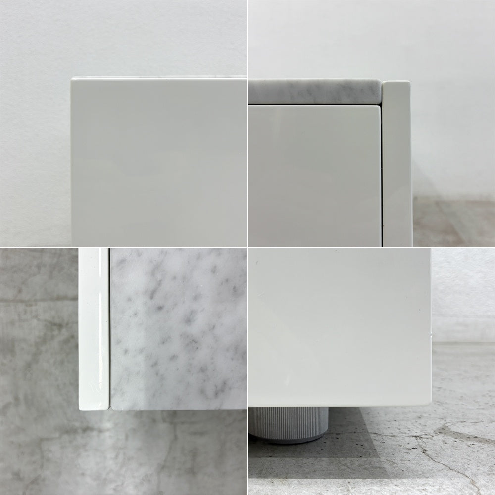 カッシーナ・イクスシー Cassina IXC. #256 フラット キャビネット FLAT Cabinet 4枚扉 サイドボード TYPE-E 大理石天板 × グロッシーホワイト ピエロ・リッソーニ デザイン 参考上代 約84万円の品 〓