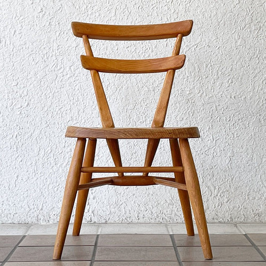 アーコール Ercol ダブルバックチェア イエロードット スタッキング スクールチェア エルム材 英国 UKビンテージ ◇