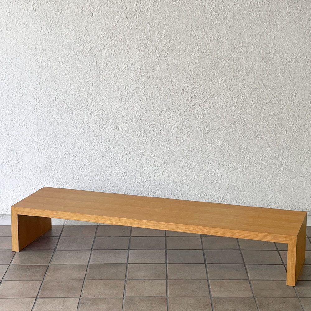 モダンデザイン Modern Design オーク材 コの字 ローテーブル ローボード ディスプレイボード 飾り台 W150×H25cm ナチュラルデザイン◇