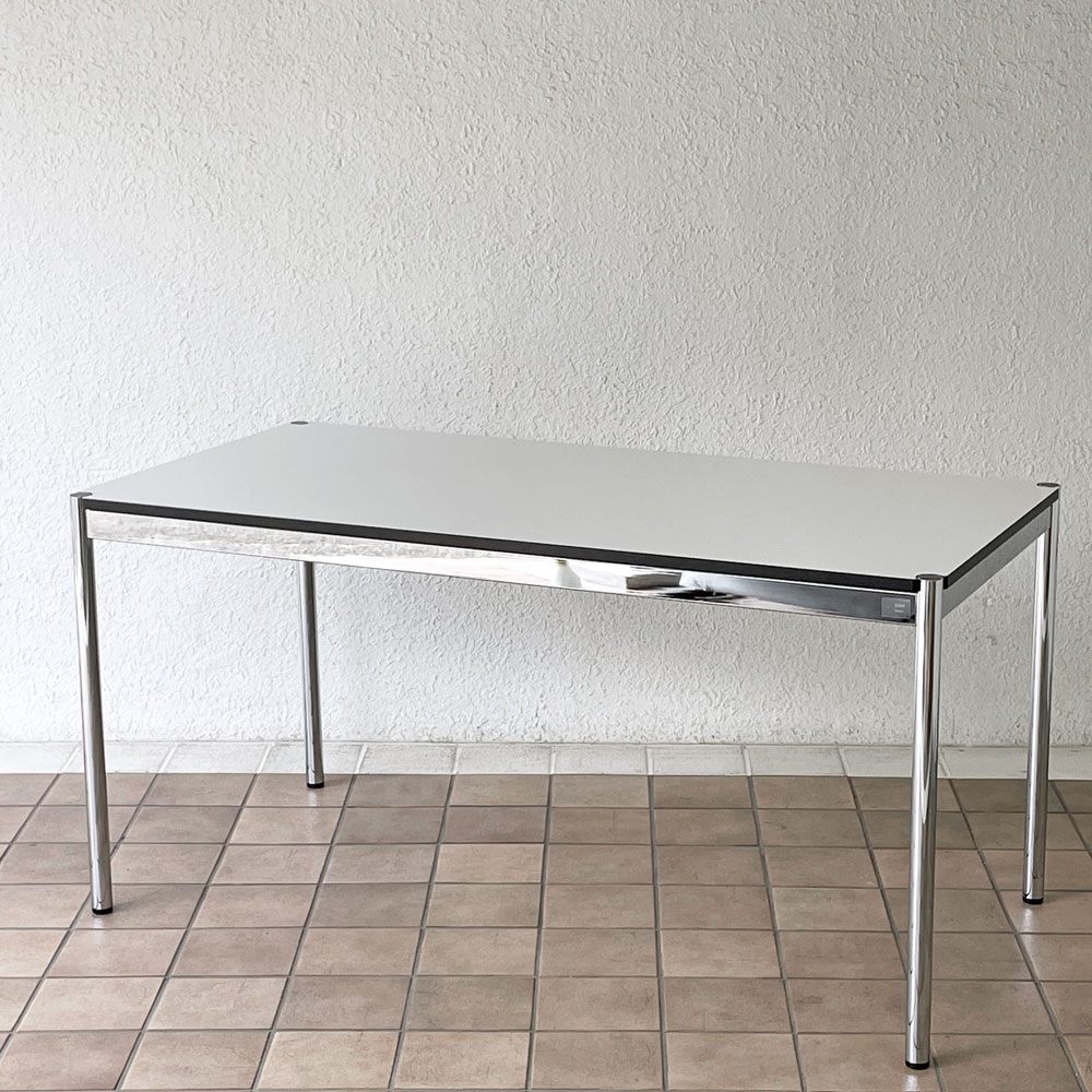 USMモジュラーファニチャー USM Haller ワーキングデスク ダイニングテーブル W150×D75×H74cm アジャスター パールグレーラミネート(ホワイト) 高さ調整機能付 A ◇