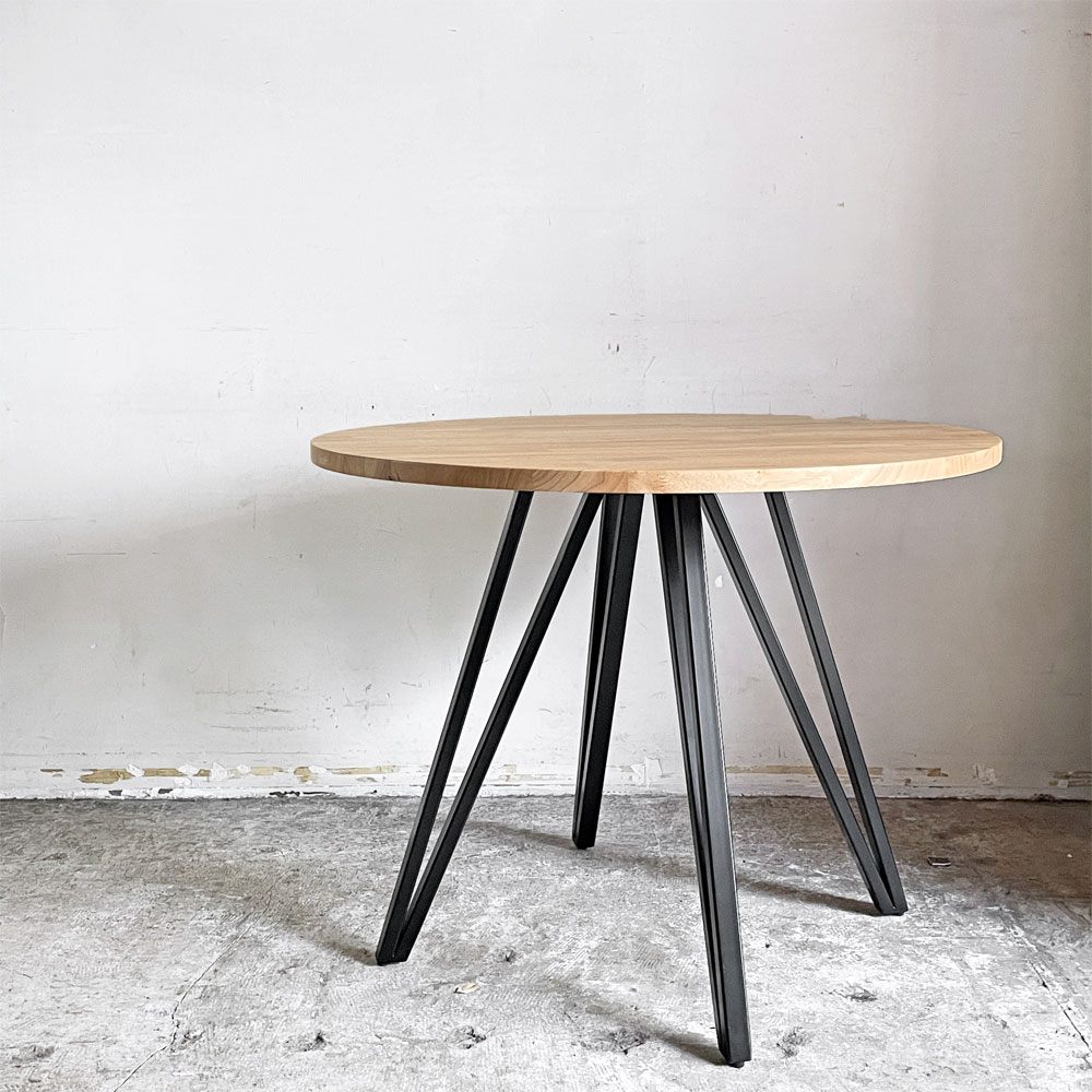 かなでもの KANADEMONO ザ・カフェテーブル THE CAFE TABLE ラバーウッド ラウンド Φ90cm スチール ナチュラル × ブラック ■