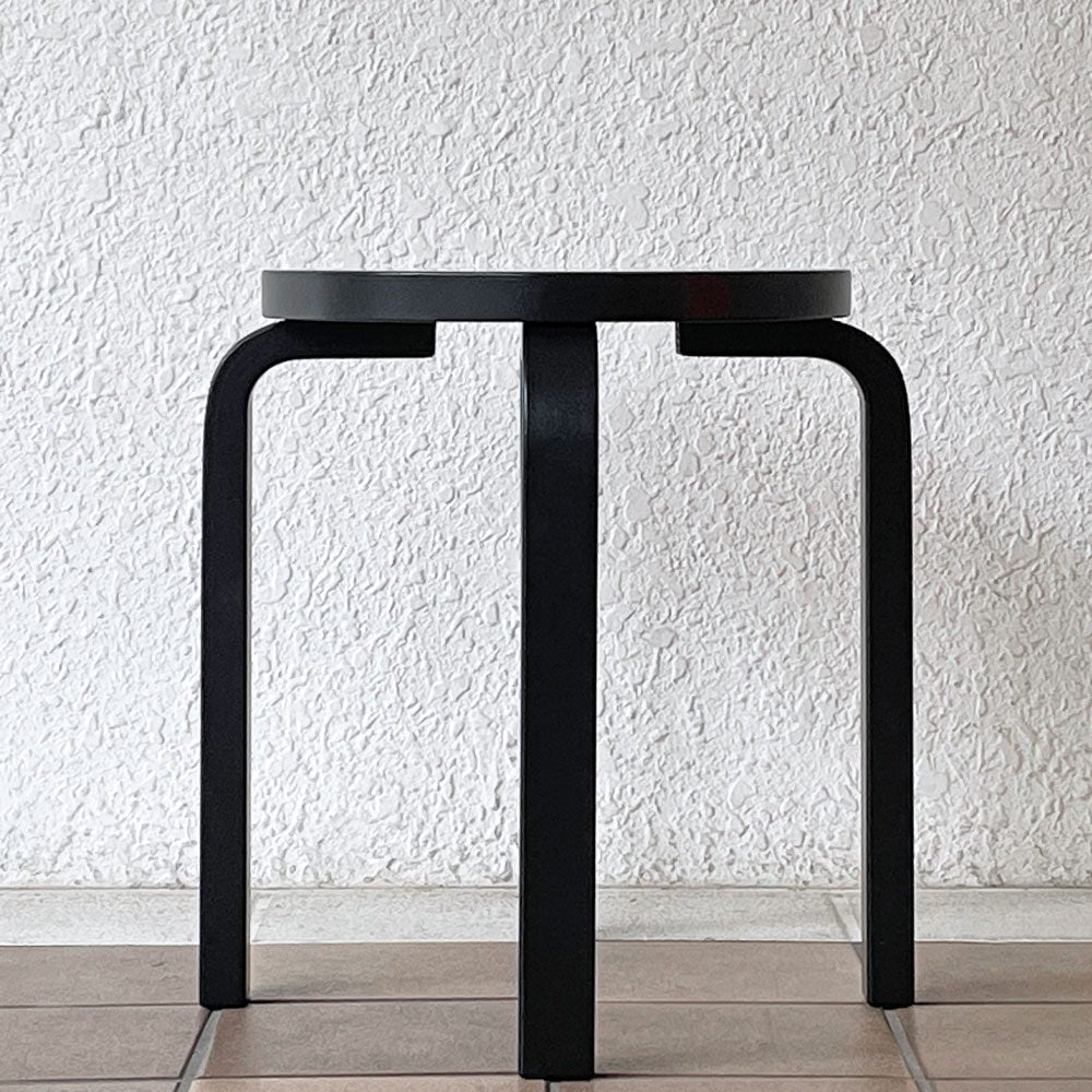 アルテック artek スツール60 E60 オールブラック ラッカー 4本足 アルヴァ・アアルト フィンランド 北欧家具 ◇
