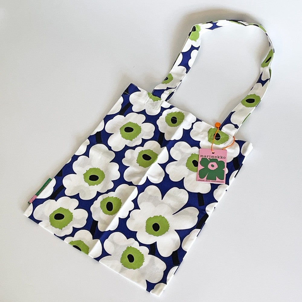 マリメッコ marimekko フィンエアー トートバッグ ブルー コットン生地 60周年記念 フィンエアー限定カラー タグ付き 北欧 ■