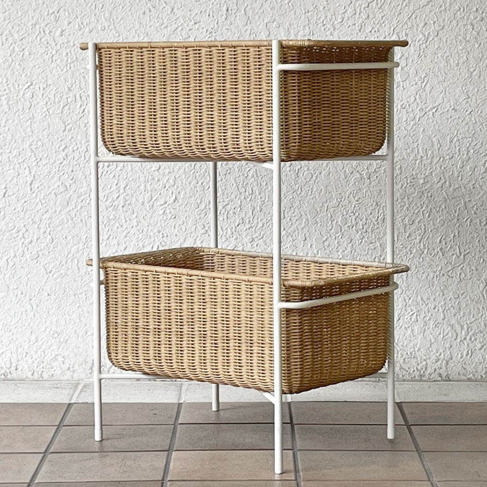 イデー IDEE ワラビー WALLABY バスケットスタンド BASKET STAND ラタン スチール ホワイト 廃番仕様 現行定価49,900円 ◇