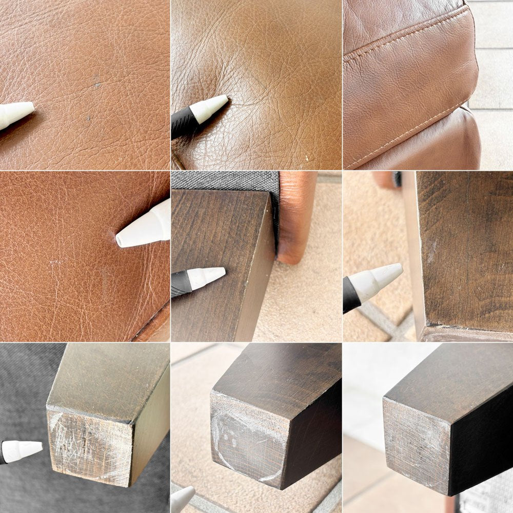 イデー IDEE リラ オットマン RIRA OTTOMAN フットスツール オットマン 本革 レザー ナラ材 ブラウン系 W60cm  ◇
