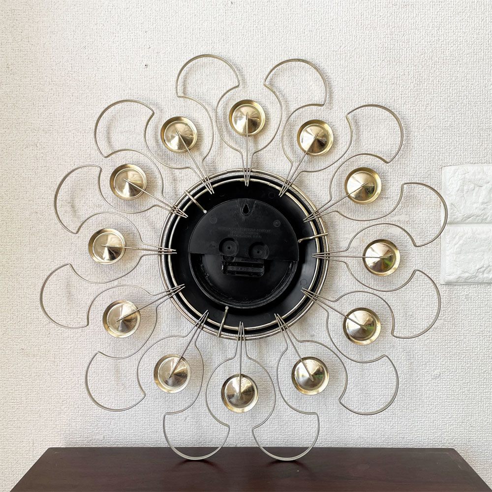 Robertshaw Controls Company ラックス LUX サンバーストクロック ウォールクロック 掛時計 Φ50cm ミッドセンチュリー USビンテージ ◎