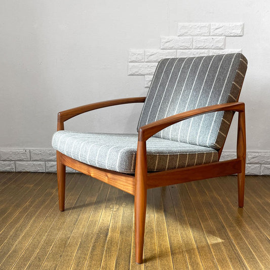 宮崎椅子製作所 ペーパーナイフソファ 1P 1人掛け ウォールナット材 ファブリック Kjellerup Vaeveri社 SAMSØ生地 カイ・クリスチャンセン ◎