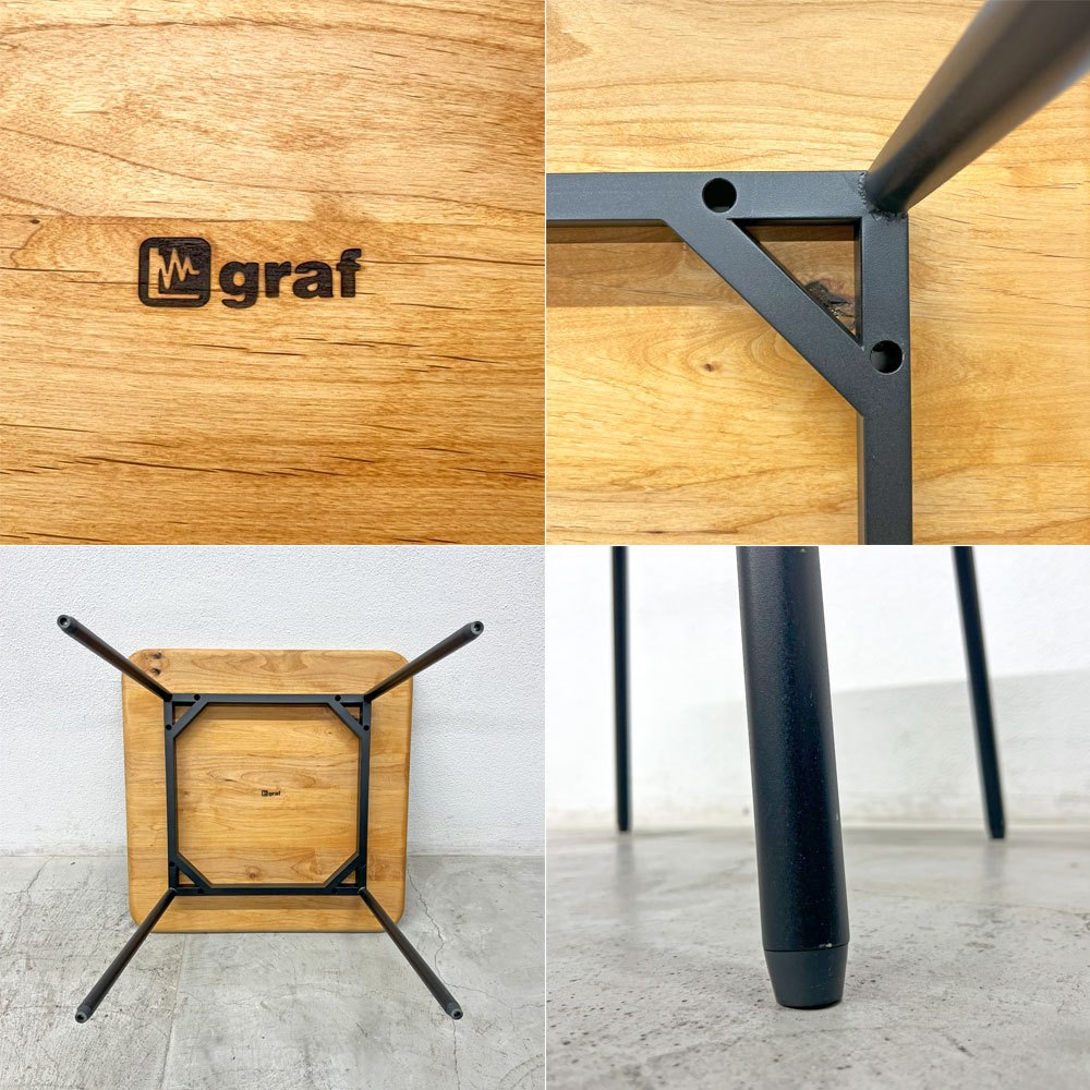 graf ムクトップ MUKU TOP ダイニングテーブル アルダー無垢材 W90cm ナチュラル カフェ 定価¥190,300 〓