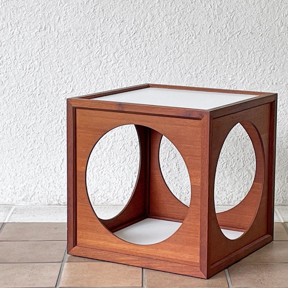 二葉家具 ビンテージ ハコテーブル チーク材 W40cm 原好輝 オープンシェルフ 自在家具 ミッドセンチュリーモダン 希少 A ◇