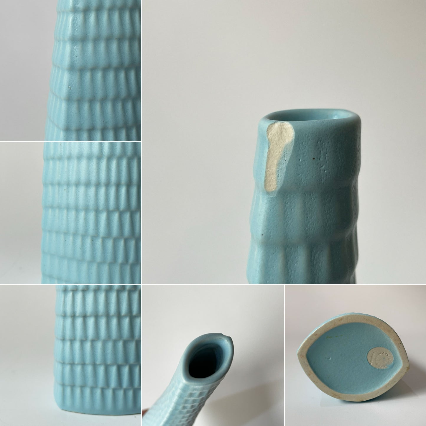 グスタフスベリ GUSTAVSBERG レプティル Reptil フラワーベース 花瓶 スティグ・リンドベリ Stig Lindberg 北欧 ビンテージ ライトブルー H31cm ★