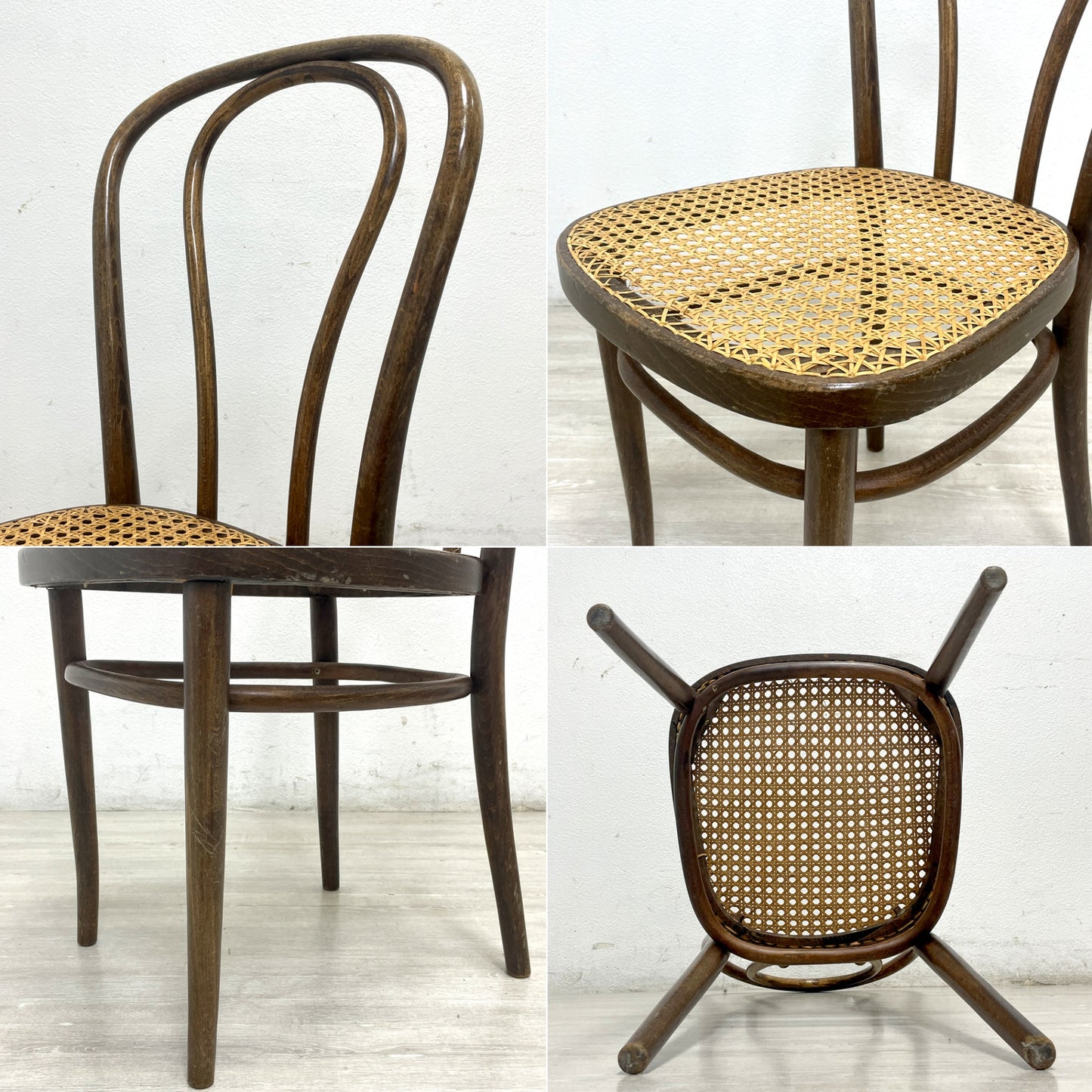 トーネット THONET ビンテージ vintage ベントウッドチェア ラタン座 藤張り 曲木 レトロ コスガ取り扱い B ●