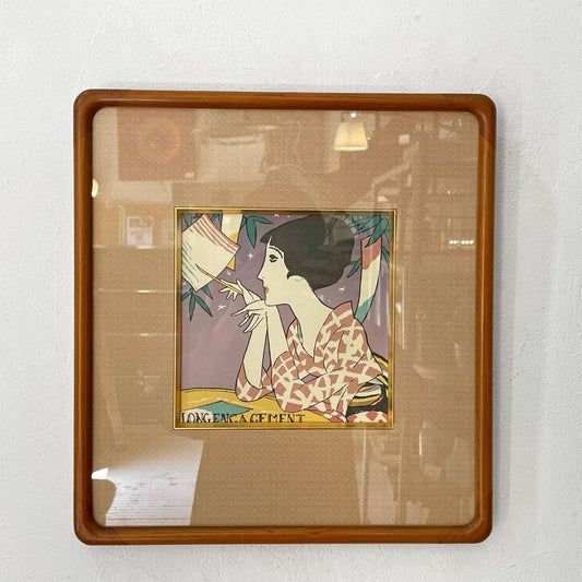 竹久夢二 七夕 シルクスクリーン チーク材フレーム 1987年 エディション入り アクリル板 181/250 大正ロマン ジャパンビンテージ ★