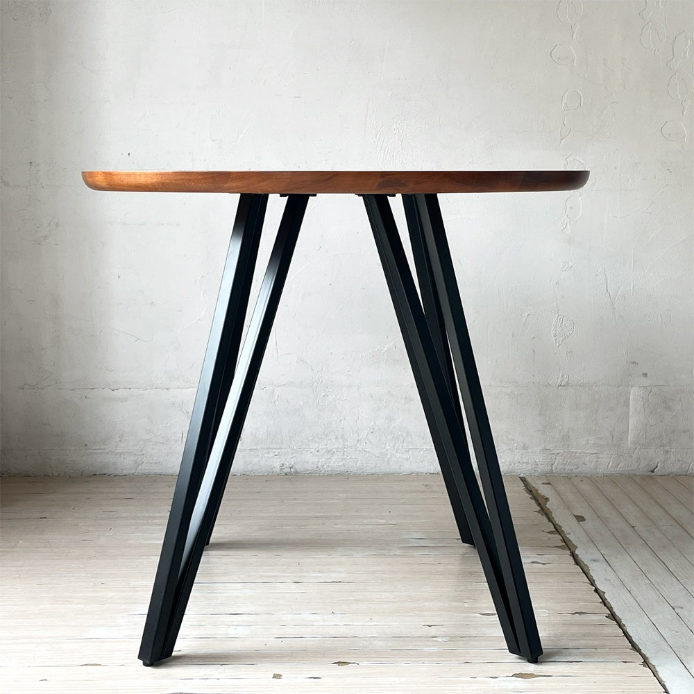 かなでもの KANADEMONO ザ・カフェテーブル THE CAFE TABLE Black Steel 4pin ラウンド Φ80cm ラバーウッド天板 ★