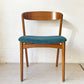 デンマークビンテージ Danish Vintage チーク材 ダイニングチェア ハーフアーム プライウッド ファブリック 北欧家具 A ★