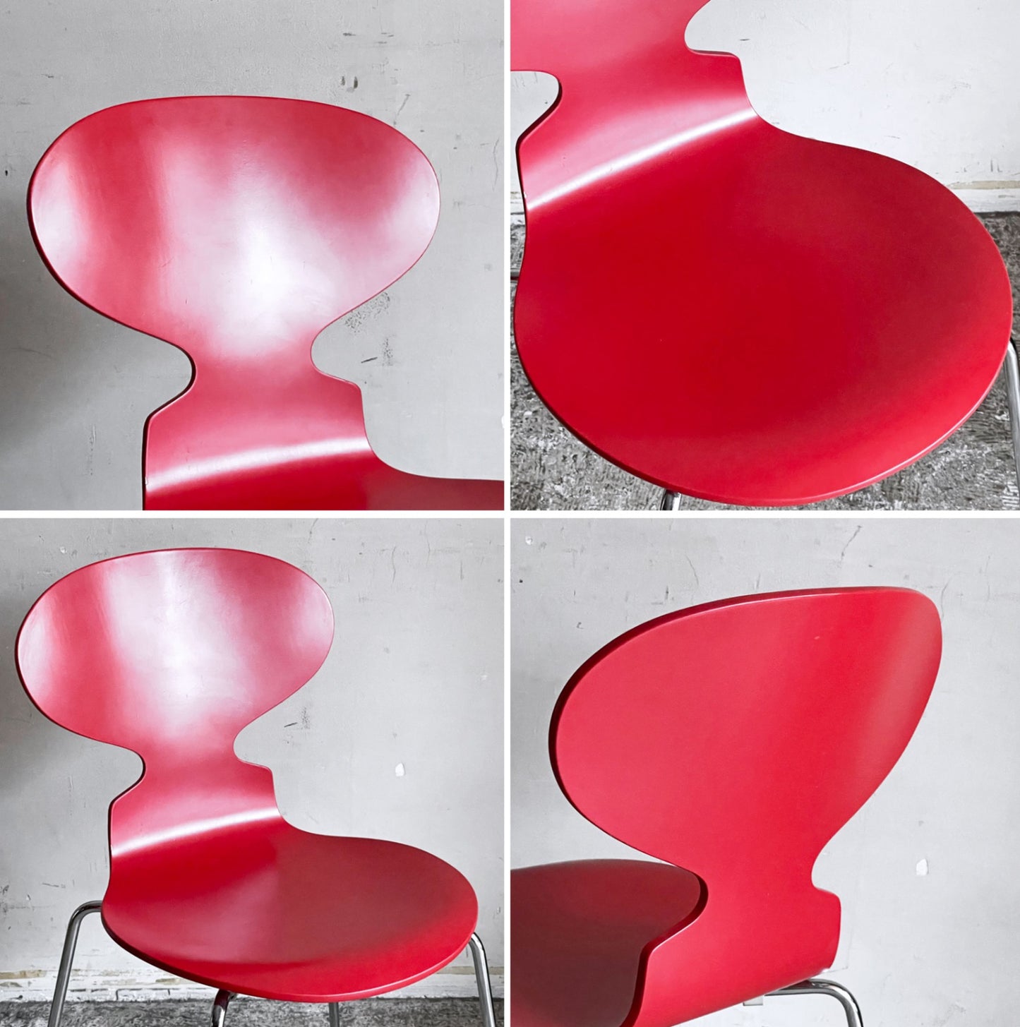 フリッツハンセン Fritz Hansen アントチェア ANT CHAIR ロッソ ラッカー仕上げ アルネ・ヤコブセン ブラック 1995年製 ロッソ 北欧 デンマーク 廃番カラー ■