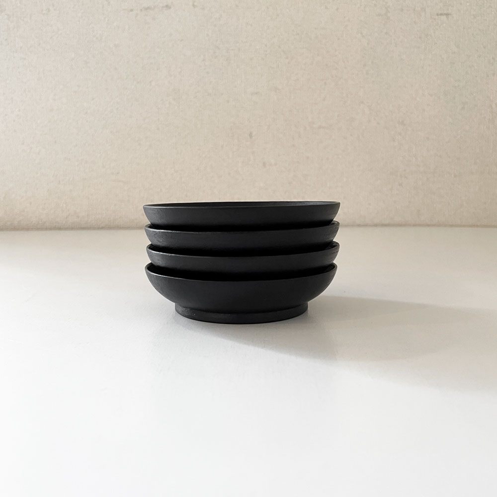 赤木明登 Akito Akagi 茶托 小 黒 4枚セット Φ9.5cm 箱付 漆器 輪島塗 現代作家 ◎