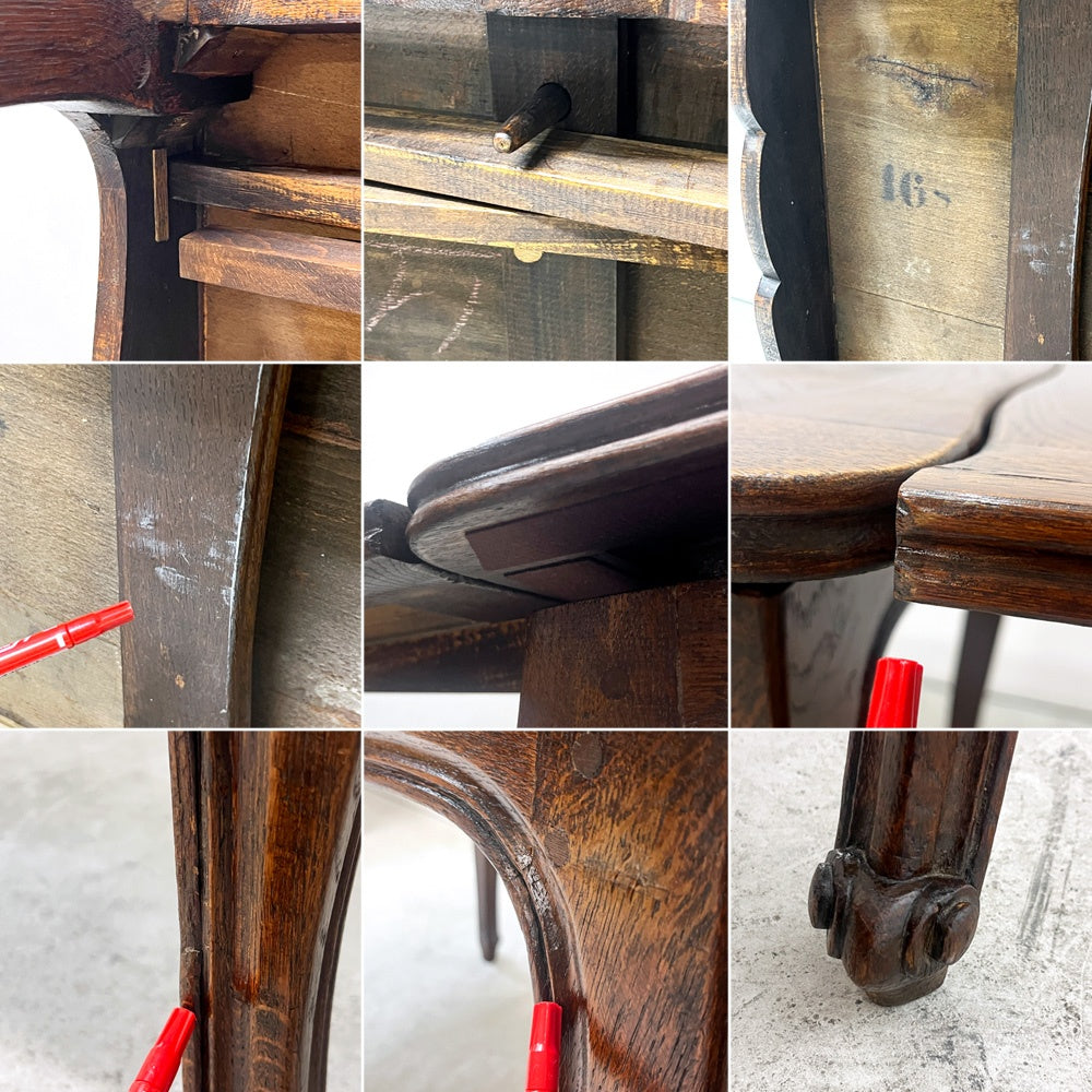 UKビンテージ UK Vintage ドローリーフテーブル ダイニングテーブル オーク材 猫脚 伸長式 英国家具 ●