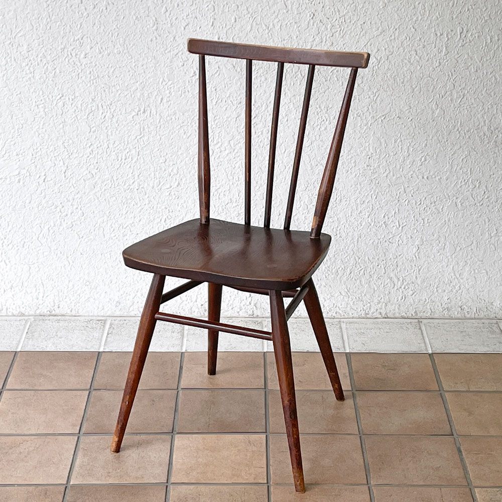アーコール Ercol スティックバックチェア ダイニングチェア エルム材 UKビンテージ Vintage 英国家具 ◇