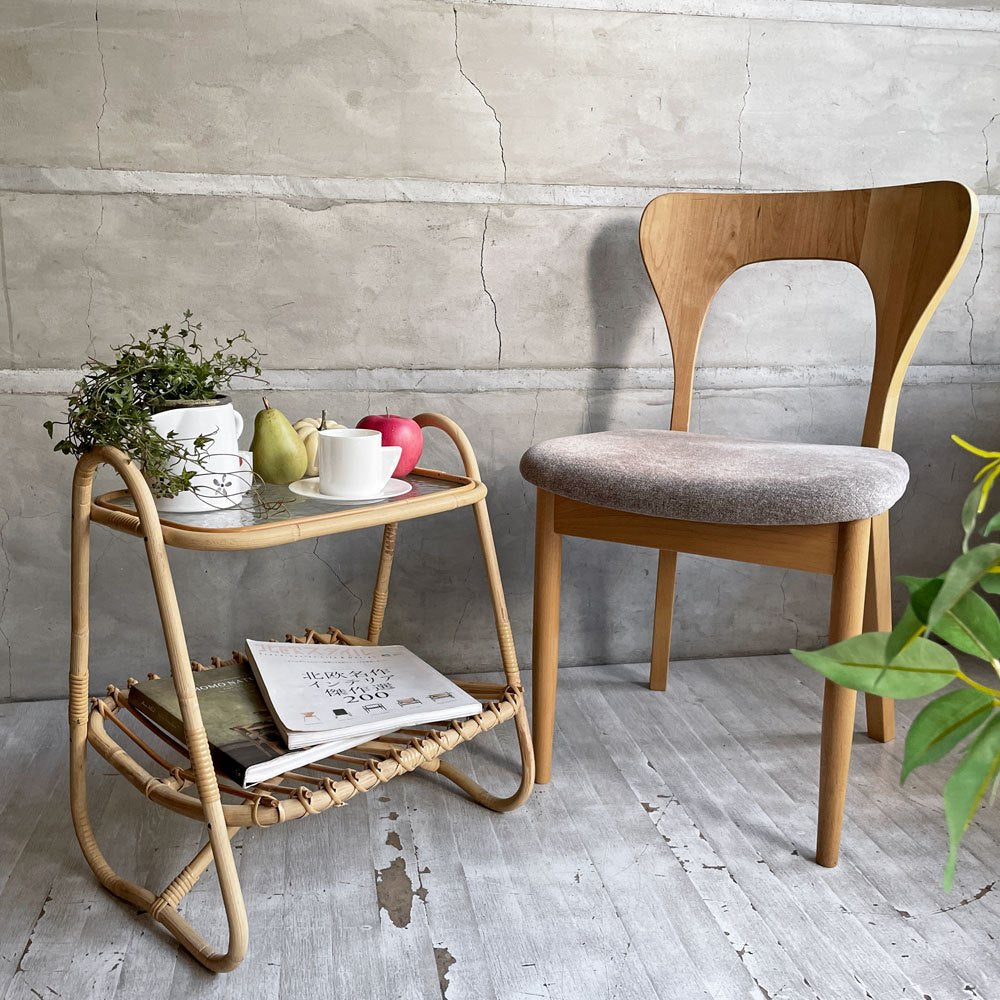 トラックファニチャー TRUCK FURNITURE RT SIDE TABLE サイドテーブル マガジンラック ラタン 籐 ガラス天板 型ガラス ♪