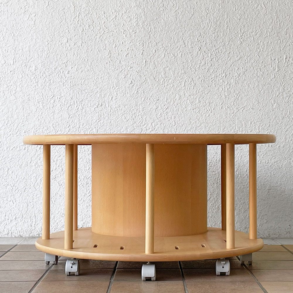 アクタス ACTUS ムーナ MUNA リビングテーブル 小物入れスペース & ブックスタンド キャスター付き ビーチ材 佐々木章行 ◇