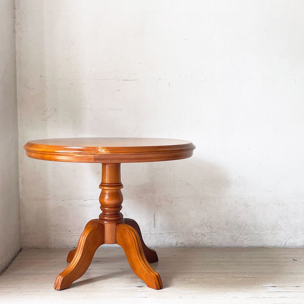 横浜ダニエル Daniel レオナ Leona ラウンド サイドテーブル Φ60cm 樺桜材 クラシカル アーリーアメリカン ★