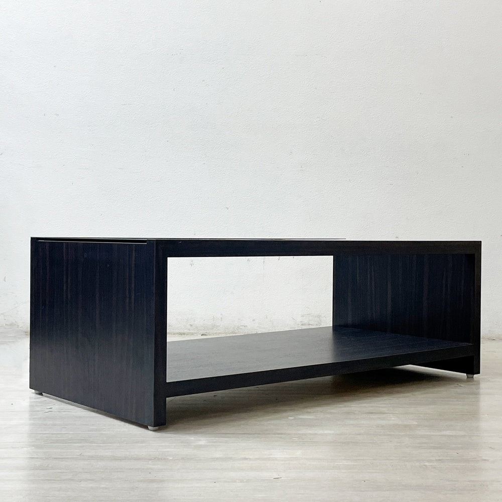 ナチュラルモダンスタイル ガラステーブル リビングテーブル センターテーブル ウッドフレーム W120cm ●