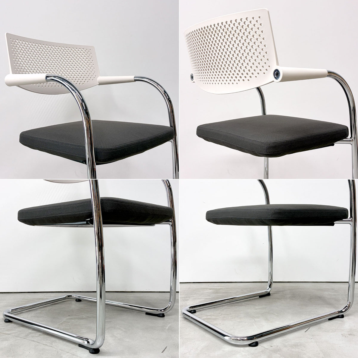 ヴィトラ vitra ビザビ2 Visavis2 アームチェア デスクチェア ホワイト/グレー系 カンティレバー スタッキング可能 アントニオ・チッテリオ B ◎