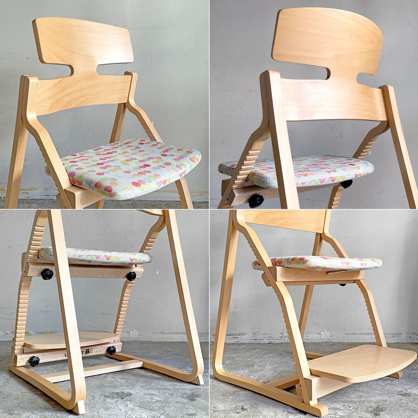 豊橋木工 TOYOMOKU アップライトチェア UPRIGHT CHAIR ナチュラル × アクアブルー 交換用座面カバー付き ベビーチェア キッズチェア ■