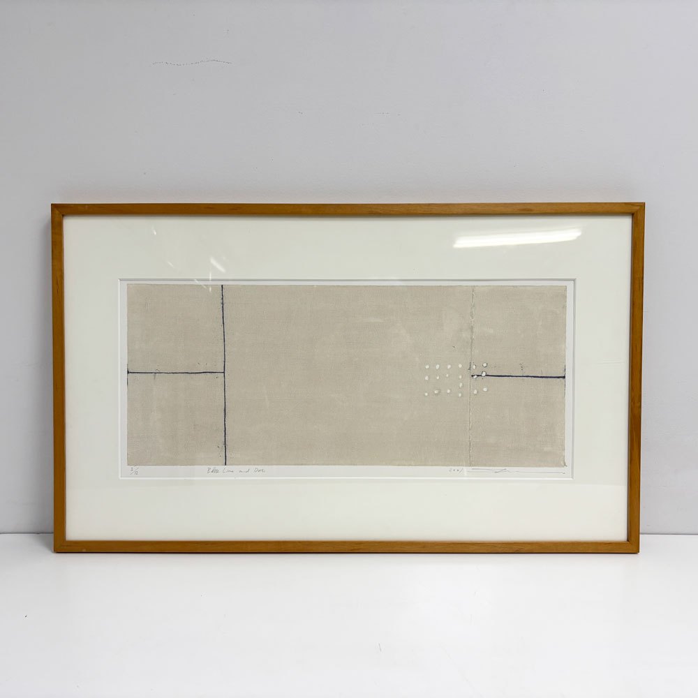 黒木周 shu kuroki クロスグラフ Blue Line and Dot 2001年 スクリーンサイズ 62×27cm 3/12 布版リトグラフ 額装品 版画 現代作家 ●