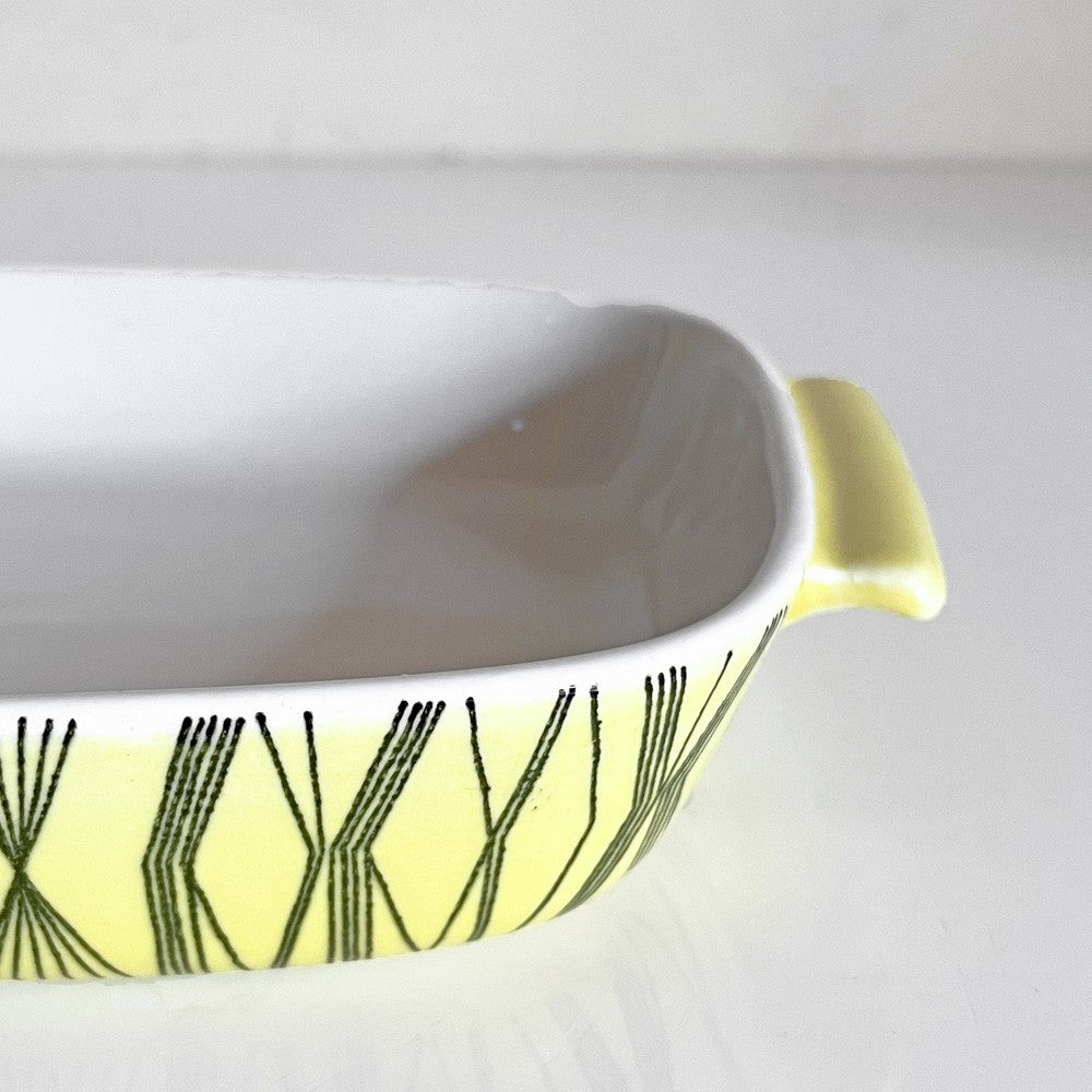 ロールストランド Rorstrand カナリア CANARIA オーブンウェア グラタン皿 イエロー 幾何学ライン模様 スウェーデン ビンテージ ■