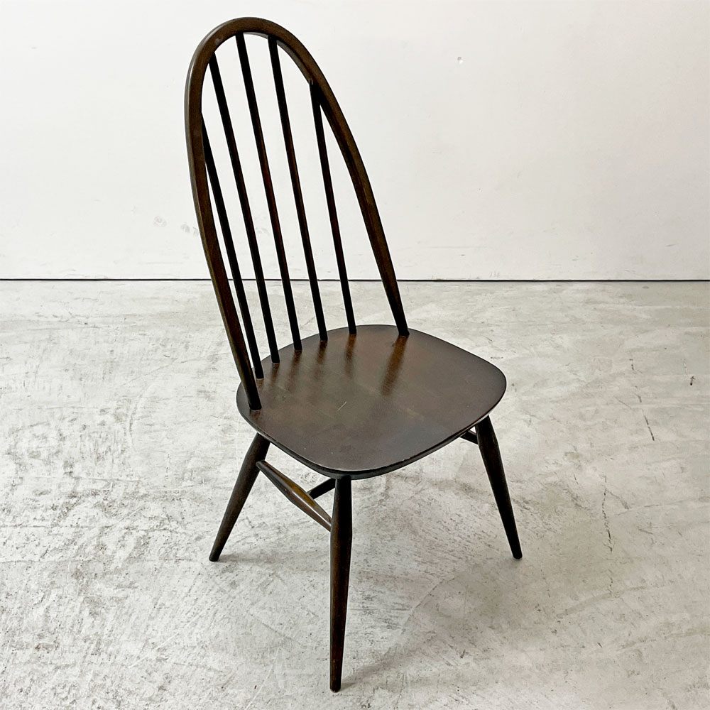 アーコール Ercol クエーカーチェア ダイニングチェア ハイバック オールドコロニアル ブラウン エルム材 × ビーチ材 UKビンテージ 英国家具 ●