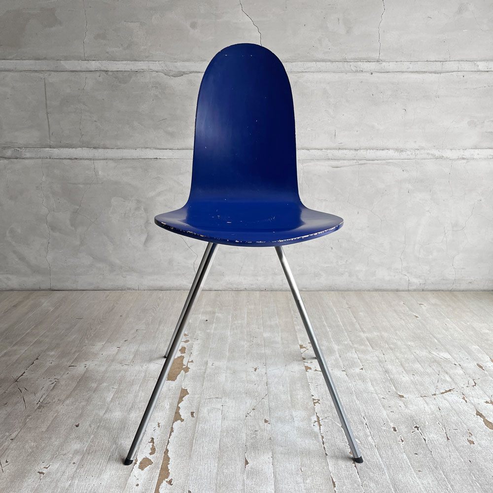 フリッツハンセン Fritz Hansen タンチェア Tongue Chair ダイニングチェア ブルー 80's ビンテージ vintage アルネ・ヤコブセン デンマーク 廃番希少 ♪