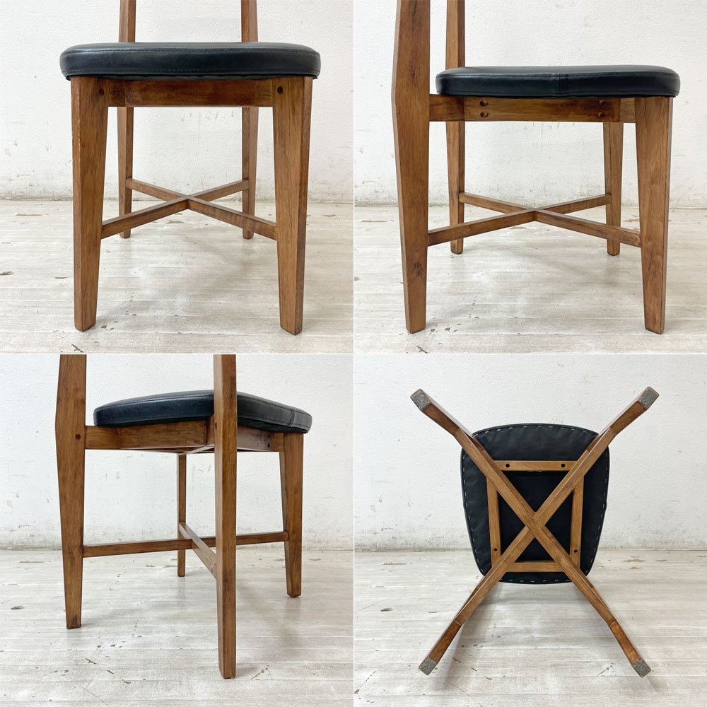 ジャーナルスタンダードファニチャー j.s.F シノン CHINON CHAIR ダイニングチェア PVCレザーシート  ラバーウッド材 ブラック B ●