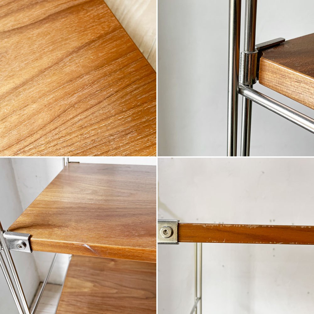 無印良品 MUJI ステンレスユニットシェルフ ウォールナット材 ワイド 大 棚板5枚 W85×H175cm 1列4段 本棚 飾り棚 収納棚 定価36,900円 ★