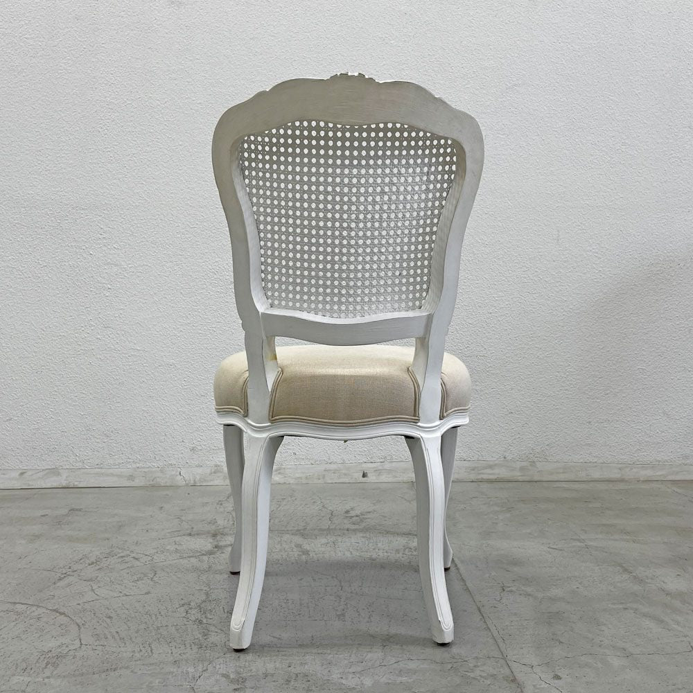 サラグレース Sarah Grace SGD デビュー ダイニングチェア DEBUT DINING CHAIR CHARM BD WHITE&NATURAL LINEN ラタンバック アンティーク風 オーク材 参考価格約55,000円 C〓